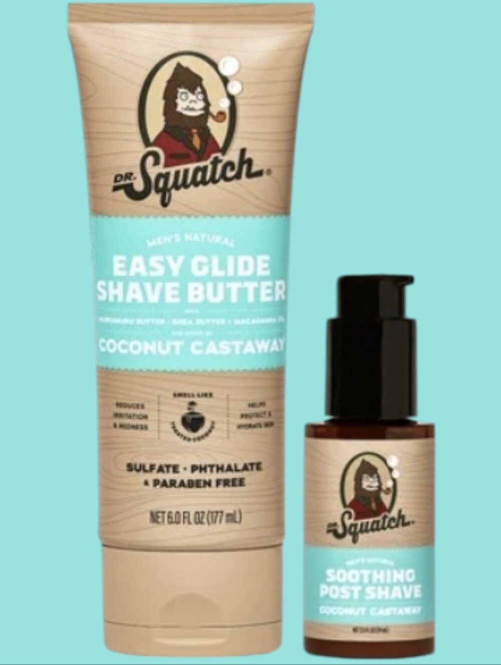 Dr Squatch Shave Bundle Coconut Castaway Easy Glide Butter Soothing Post Shave